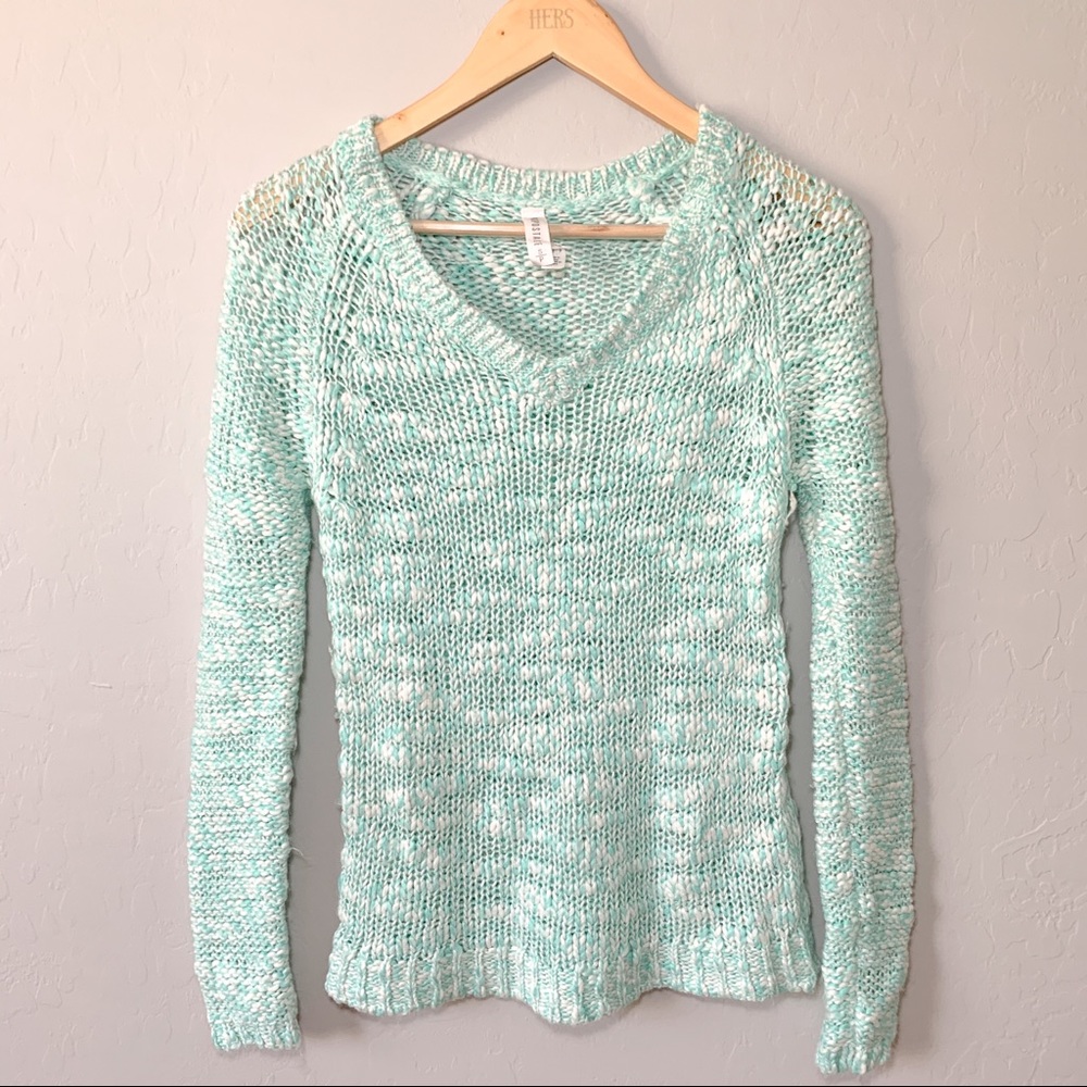 Aeropostale mint green open knitted sweater size S